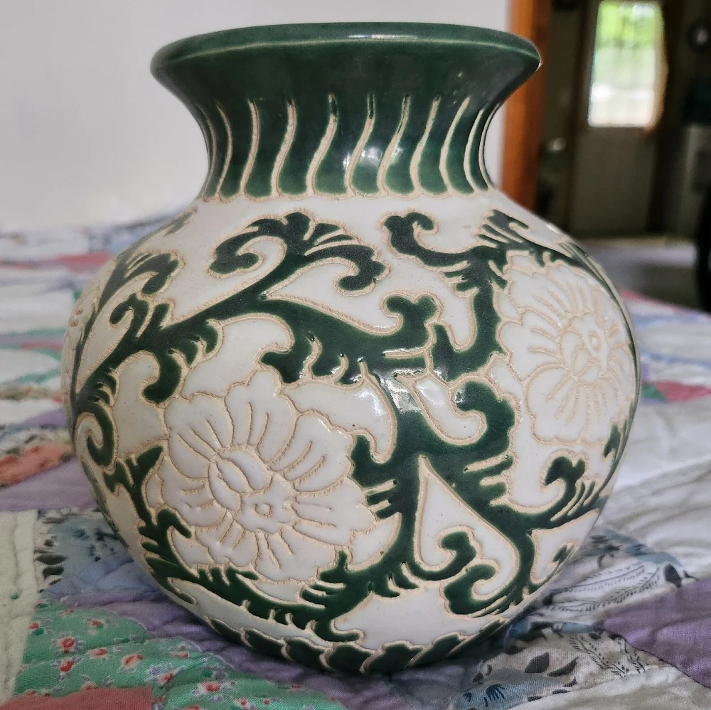 Vintage Glazed Ceramic Vase 7
